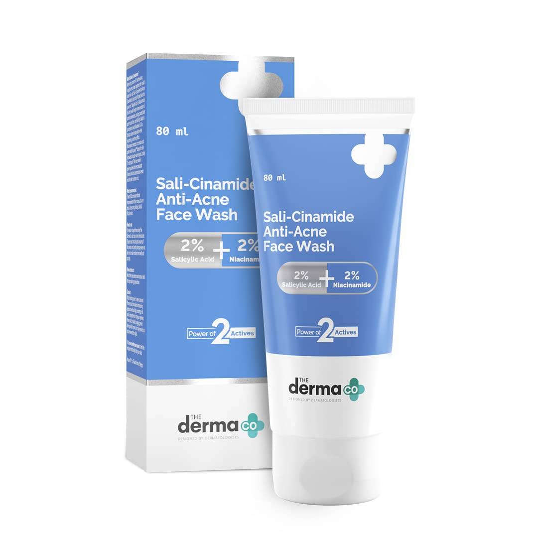 The Derma Co Face Wash with 2% Salicylic Acid and 2% Niacinamide | Sali-Cinamide Anti-Acne Face Wash - 80ml