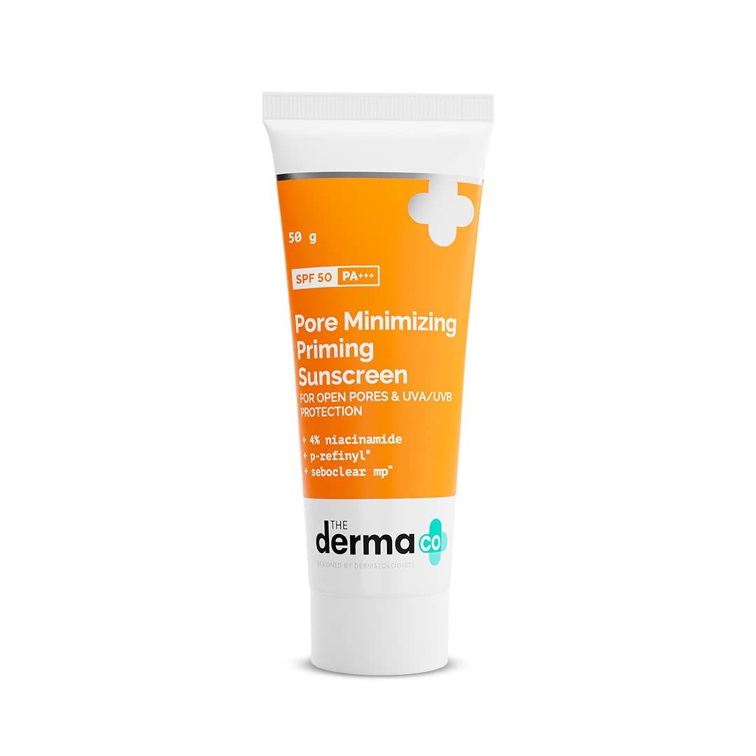 The Derma Co Pore Minimizing Priming Sunscreen For All Skin Types With Spf 50 & Pa+++ For Open Pores & UVA/UVB Protection - 50G,