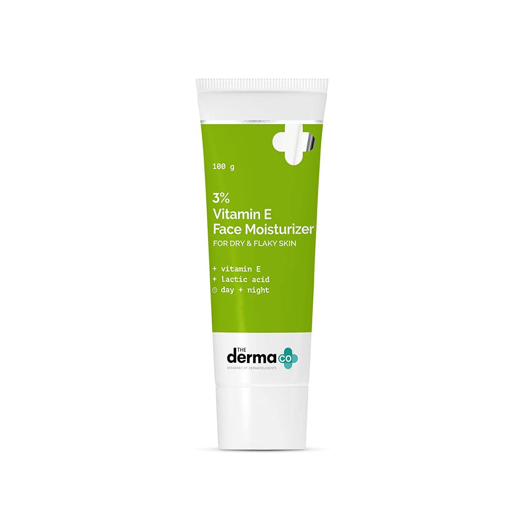 The Derma Co 3% Vitamin E Face Moisturizer With Vitamin E & Lactic Acid For Dry & Flaky Skin – 100g