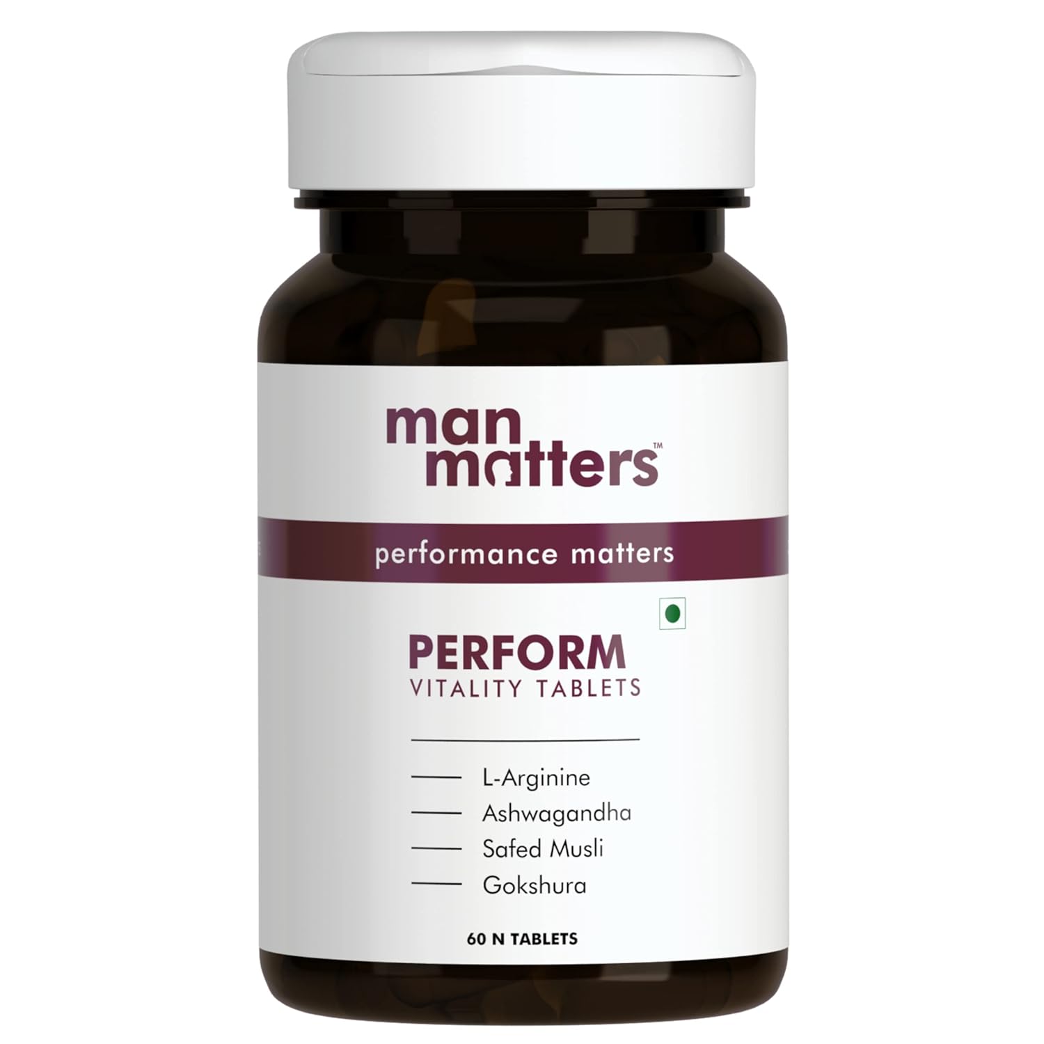 Man Matters Ashwagandha, Safed Musli, Gokshura & L' Arginine Tablets | 60 Tablets | Indian Ginseng| | 8 Natural Herbs | No Side Effects