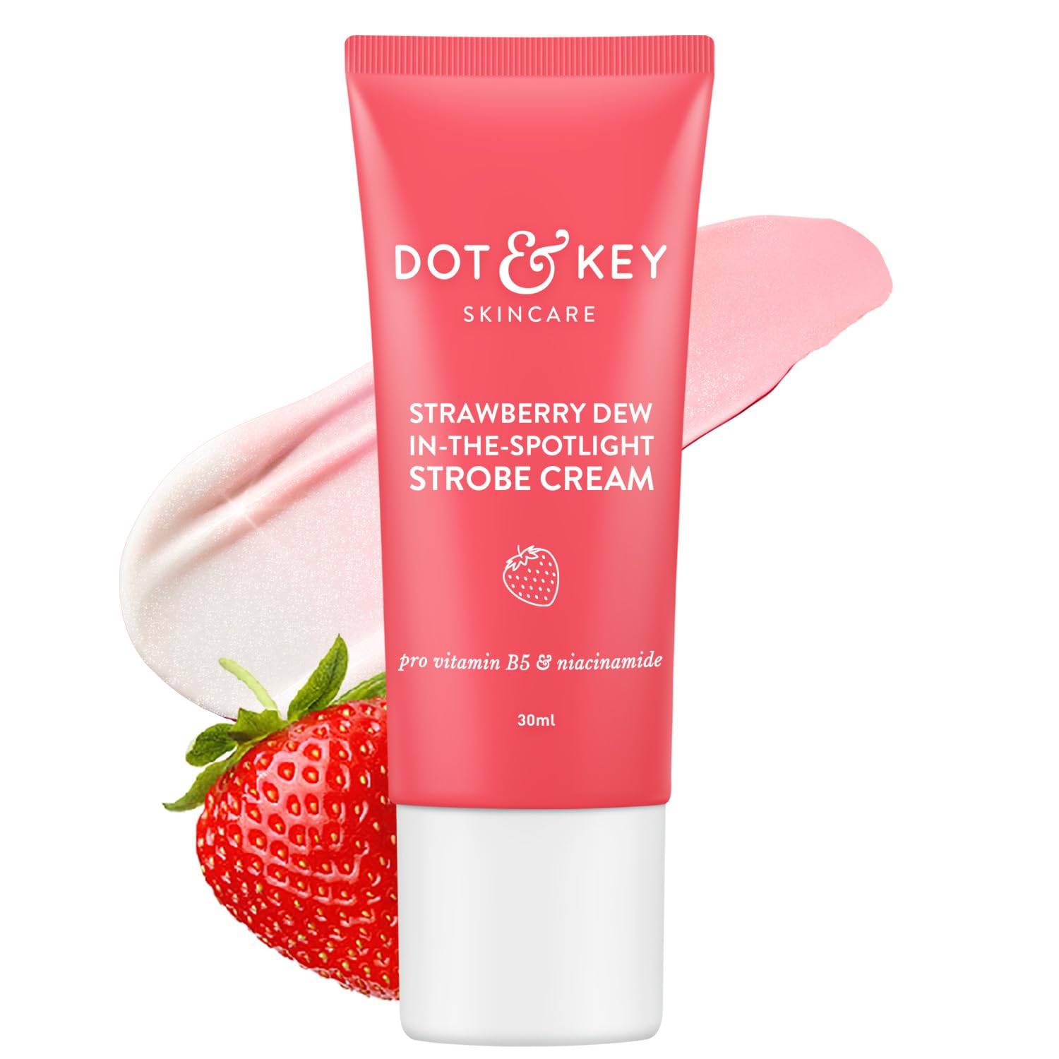 DOT & KEY Strawberry Dew Strobe Cream For Face Skin Radiance Cream | Moisturizer & Highlighter For Face | For Dewy Glazed Instant Glow | Boosts Hydration | For All Skin Types | For Women & Men | 30Ml