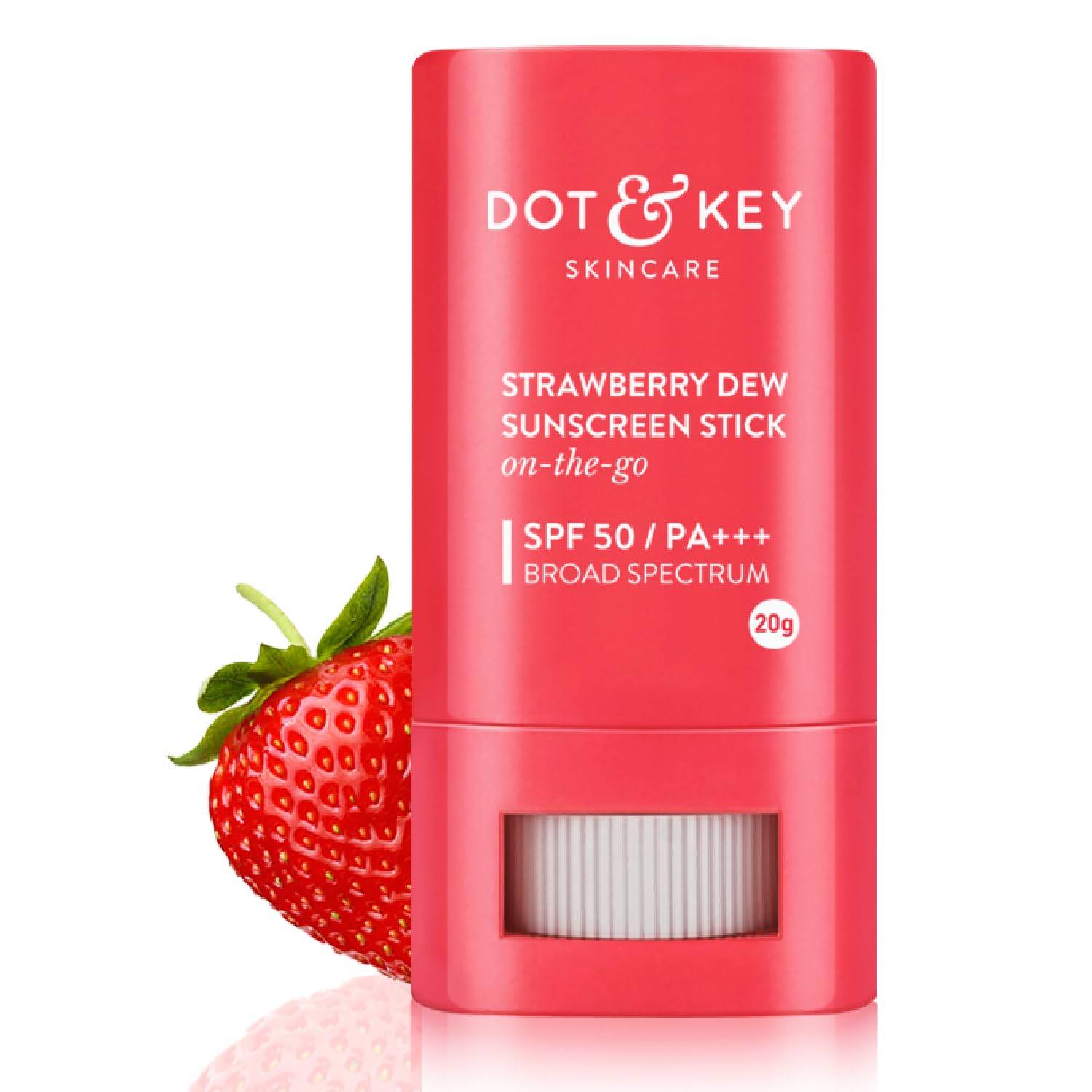 Dot & Key Strawberry Dew SPF 50 Sunscreen Stick On-the-Go | SPF 50 PA+++, Broad Spectrum | UVA / UVB Rays Protection | With Hyaluronic & Ceramide for Hydration & Skin Barrier | Mess Free & No White Cast |20g