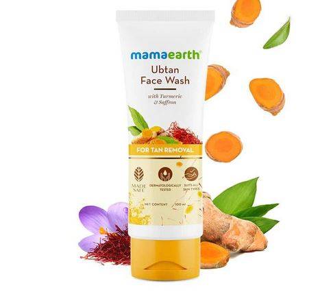 Mamaearth Ubtan Natural Face Wash for All Skin Type with Turmeric & Saffron for Tan removal and Skin brightning 100 ml - SLS & Paraben Free