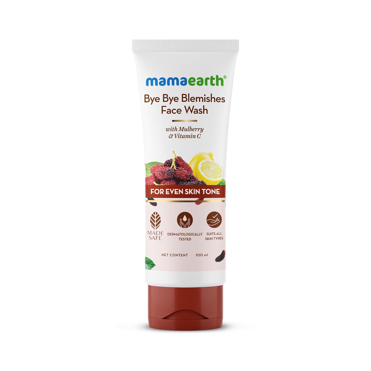 Mamaearth Bye Bye Blemishes Face Wash with Mulberry and Vitamin C for Even Skin Tone - 100 ml Gently Cleanses