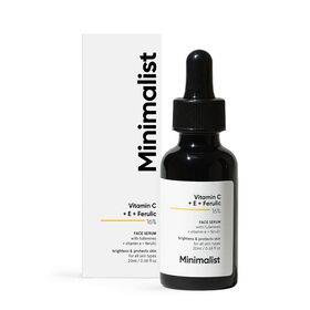 Minimalist 16% Vitamin C Face Serum (Advanced) With Vit E, & Ferulic Acid For Glowing Skin | Advanced Brightening Formula With Power of Vit C & E, Ferulic Acid & Fullerenes | 20ml