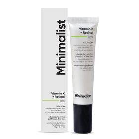 Minimalist Vitamin K + Retinal 01% Under Eye Cream | Reduces Dark Circles, Fine Lines | With Caffeine for Puffiness | For Women & Men | 14 gm