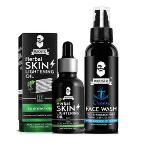 Muuchstac Face Care Kit - Skin Lightening Oil, 30Ml & Ocean Face Wash, 100 Ml