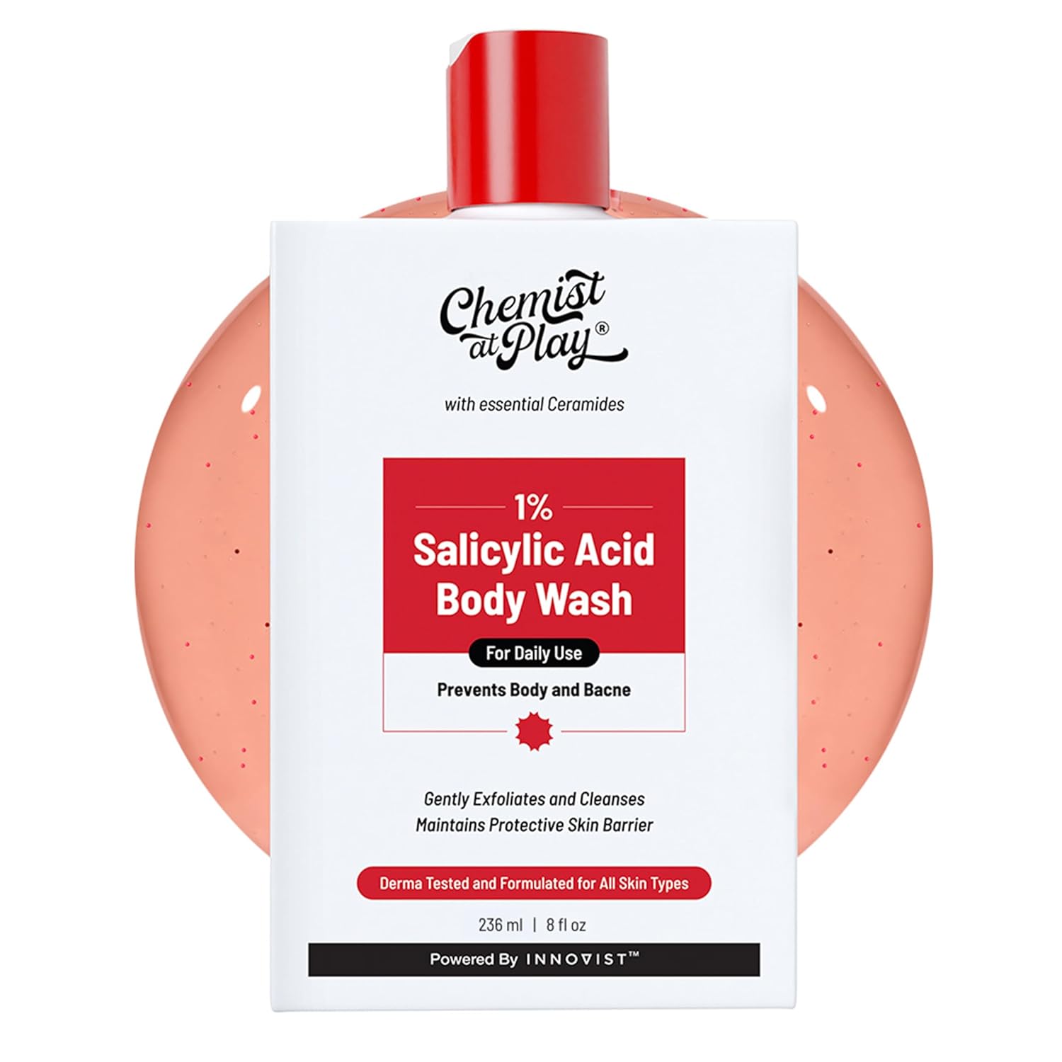 Chemist at Play 1% Salicylic Acid Body Wash 236ml | Paraben & SLS Free | Gentle Exfoliating Shower Gel | Prevents Body Acne, Bumpy Skin & Deep Cleanses Skin