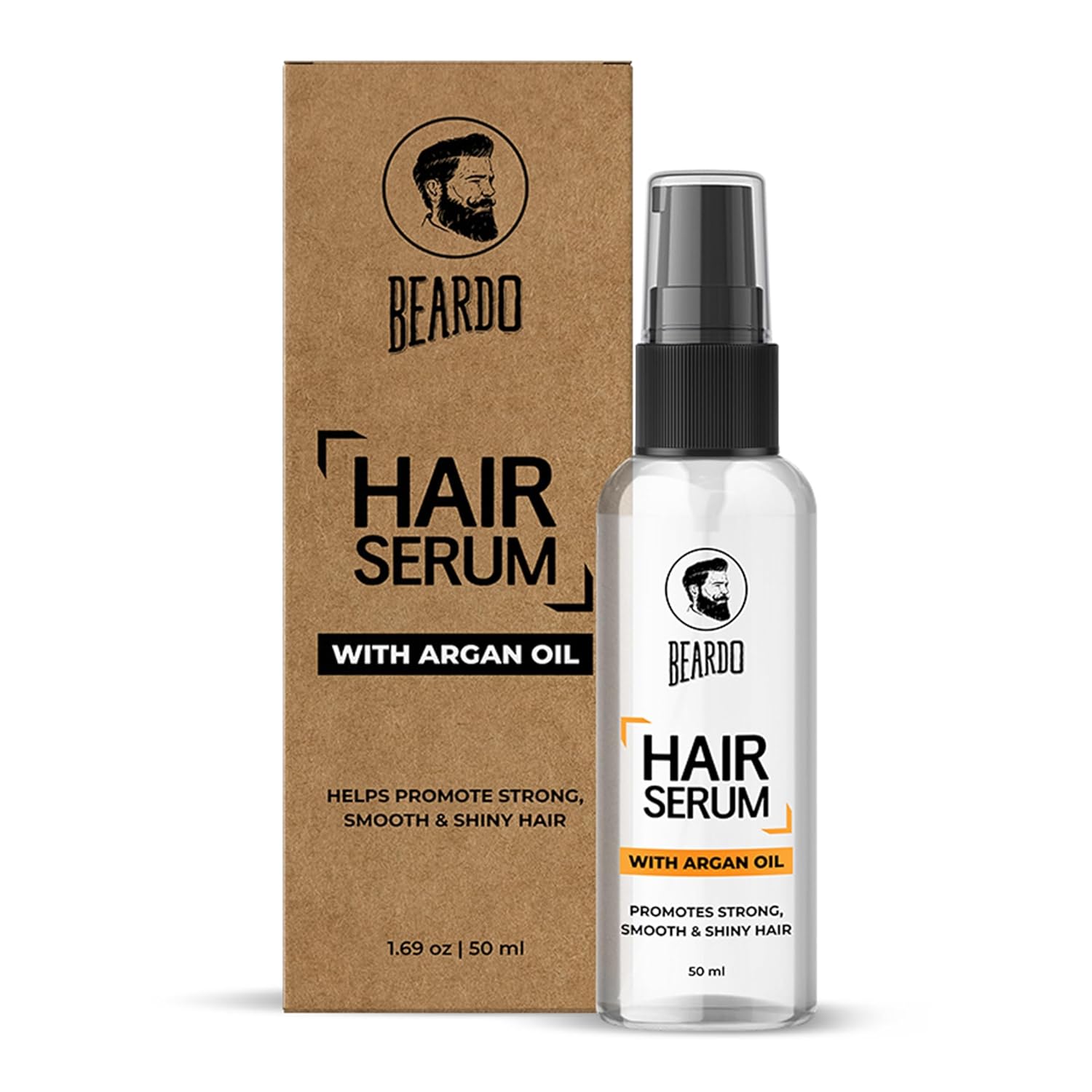 Beardo Hair Serum 50ml for Instant Shine & Anti-frizz with Argan Oil, Made for Men's Hair, Super Light-weight